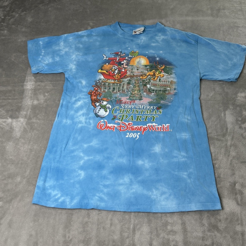 Walt Disney World 2005  Mickey's Christmas Party Sz M Blue tie dye